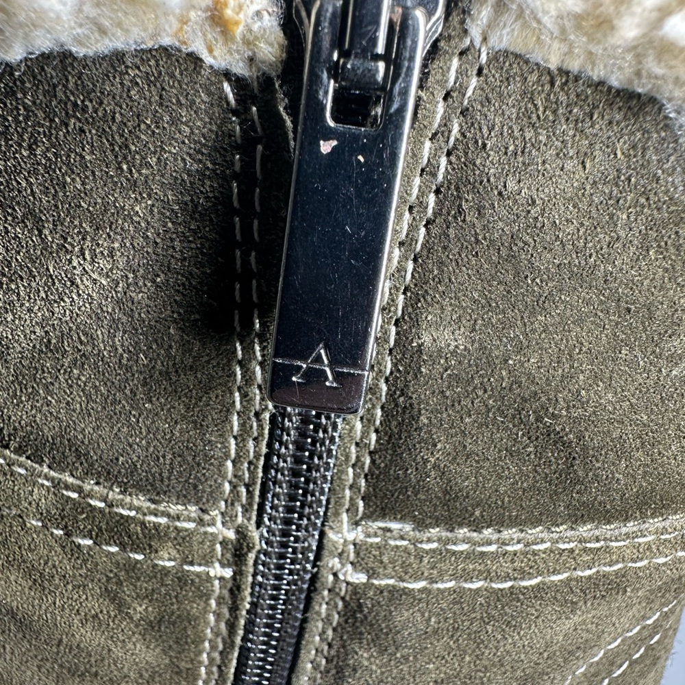 Aquatalia Brown Suede Cindy Wedge Boots with Cream Fur Size 7 Made in Italy - Picture 6 of 7